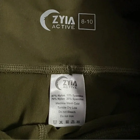 ZYIA Active Olive Green Speckled Stripe 7/8 Leggings Size 8-10 - Picture 3 of 10